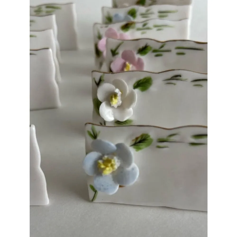 Vintage Shafford Porcelain Flower Name Place Card Set Of 24